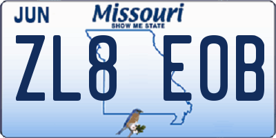 MO license plate ZL8E0B