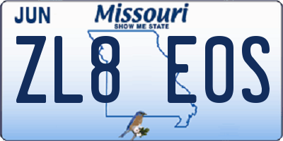 MO license plate ZL8E0S