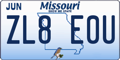 MO license plate ZL8E0U