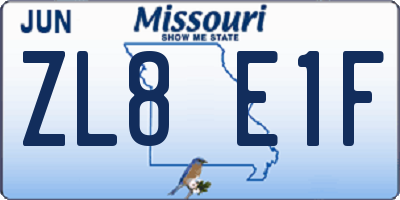 MO license plate ZL8E1F