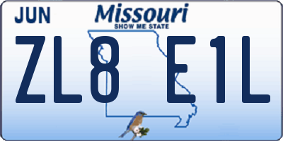 MO license plate ZL8E1L