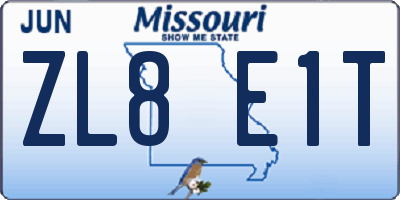 MO license plate ZL8E1T