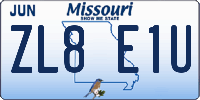 MO license plate ZL8E1U