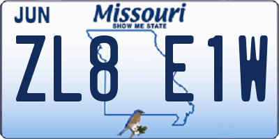 MO license plate ZL8E1W