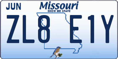 MO license plate ZL8E1Y