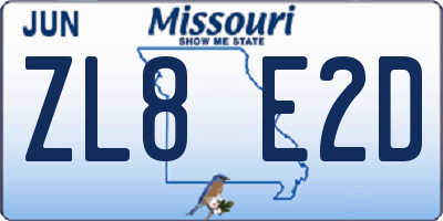 MO license plate ZL8E2D