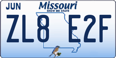 MO license plate ZL8E2F