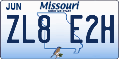 MO license plate ZL8E2H