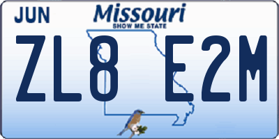 MO license plate ZL8E2M