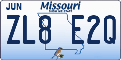 MO license plate ZL8E2Q