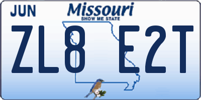 MO license plate ZL8E2T
