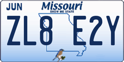 MO license plate ZL8E2Y