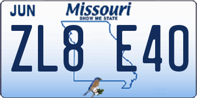 MO license plate ZL8E4O
