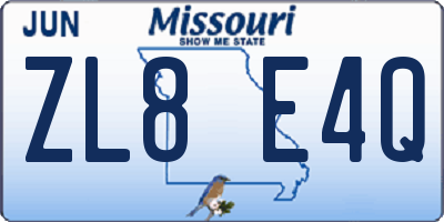 MO license plate ZL8E4Q