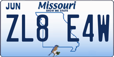 MO license plate ZL8E4W