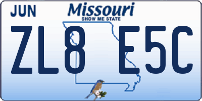MO license plate ZL8E5C