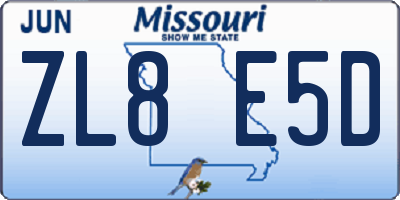 MO license plate ZL8E5D