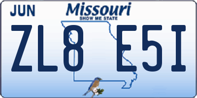 MO license plate ZL8E5I