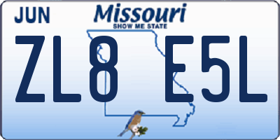 MO license plate ZL8E5L