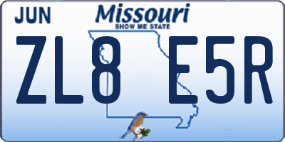 MO license plate ZL8E5R