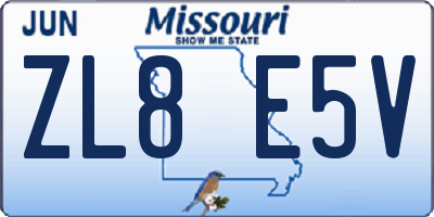 MO license plate ZL8E5V