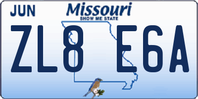 MO license plate ZL8E6A