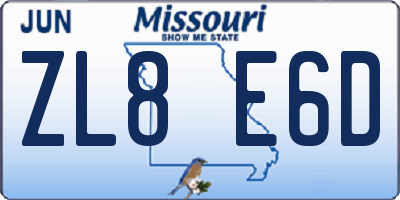 MO license plate ZL8E6D