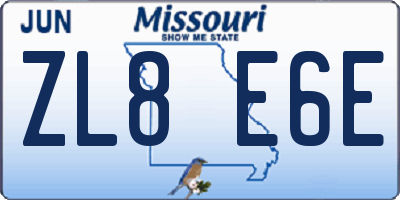 MO license plate ZL8E6E