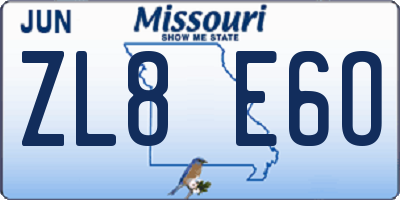 MO license plate ZL8E6O