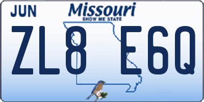 MO license plate ZL8E6Q
