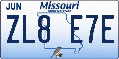 MO license plate ZL8E7E