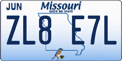 MO license plate ZL8E7L