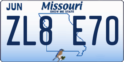 MO license plate ZL8E7O