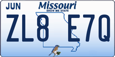 MO license plate ZL8E7Q
