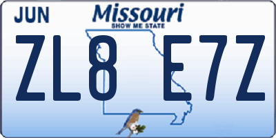 MO license plate ZL8E7Z