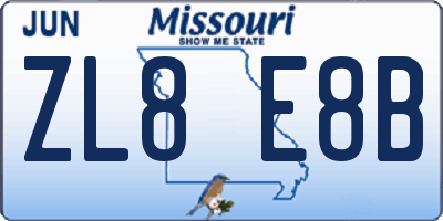 MO license plate ZL8E8B