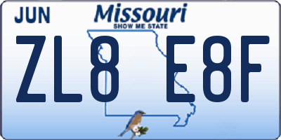 MO license plate ZL8E8F