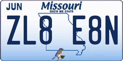 MO license plate ZL8E8N