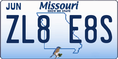 MO license plate ZL8E8S