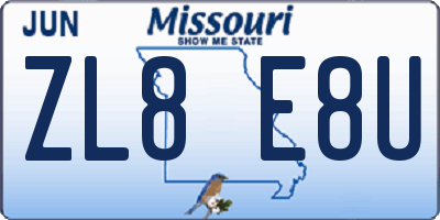 MO license plate ZL8E8U