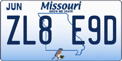 MO license plate ZL8E9D