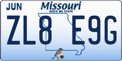 MO license plate ZL8E9G