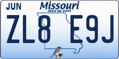 MO license plate ZL8E9J