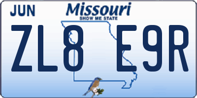 MO license plate ZL8E9R