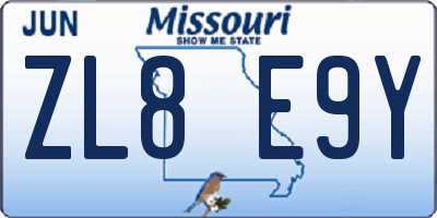 MO license plate ZL8E9Y