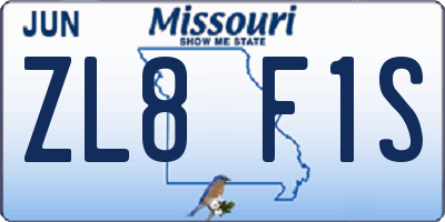 MO license plate ZL8F1S