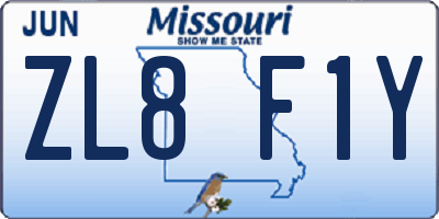 MO license plate ZL8F1Y