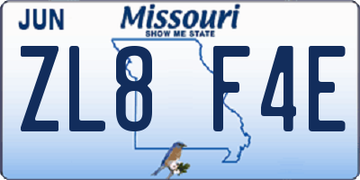 MO license plate ZL8F4E