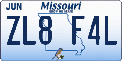 MO license plate ZL8F4L