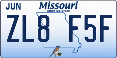 MO license plate ZL8F5F